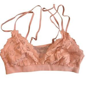 NWT Auden lace bralette adjustable straps lace strappy bra XS light peach color